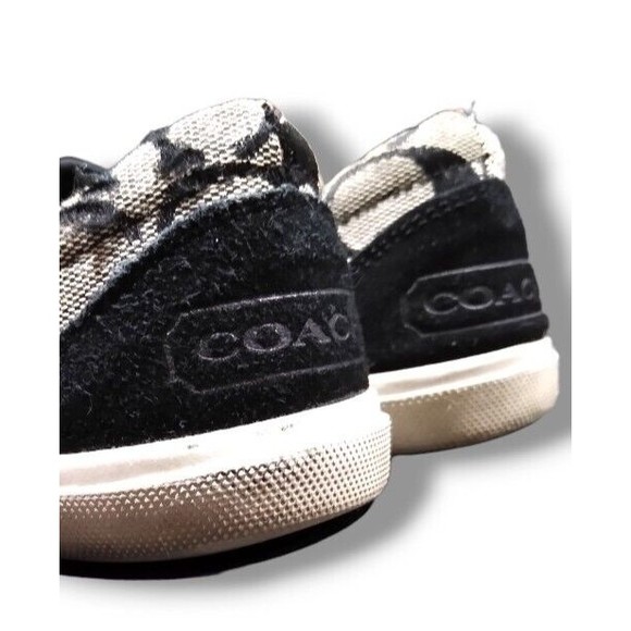 Coach New York Size 6.5 B Womens Priya Black Signature Print Strap Sneakers GUC - Picture 2 of 16